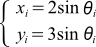 x=2sin(theta)
y=3sin(theta)